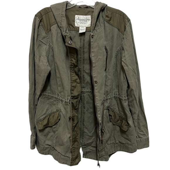 AMERICAN RAG Army Green Utility Hooded Jacket, Size Large - Picture 12 of 16